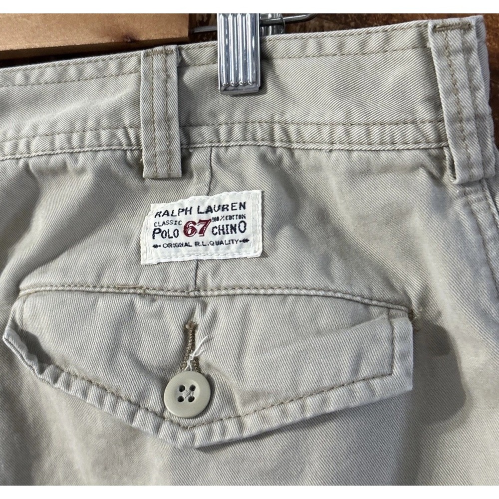 Vintage Polo Ralph Lauren Classic Polo 67 Chino Cargo Shorts Distressed Khaki 38